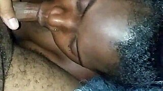 Ebony babe keeps sucking boss's big black monster cock pov
