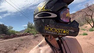 Blonde athlete sucks big cock balls deep in Moab POV