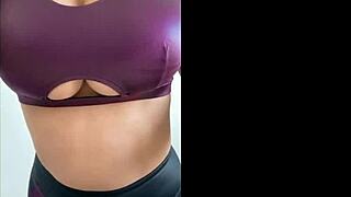 Young amateur fitness teen mvivien strips leggings panties workout