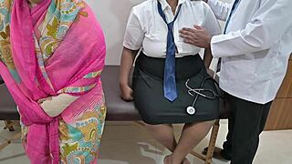 Doctor examines patient right in front of mommy