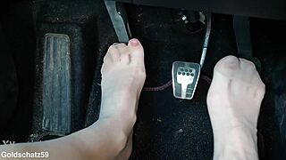 Ever wonder how a mature german milf's nylon toes pump cock in birkenstocks close-up from the car?