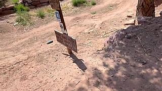Blonde athlete sucks big cock balls deep in Moab POV