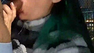 Friend's steamy balcony blowjob begs for my hard pounding fuck now?