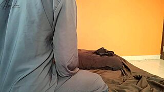 Muslim hijab babe rides cock doggy style at home