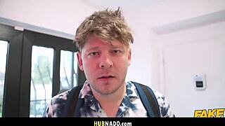 in the fake hostel, she cheats with a friend for a wild threesome blowjob and face fuck