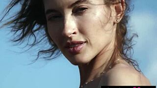 Gorgeous Brunette Taya Vais Strips in Desert Revealing Perfect Natural Tits and Shaved Pussy