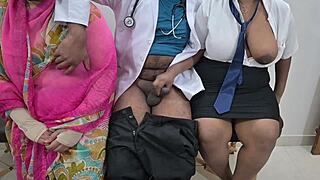 Doctor examines patient right in front of mommy