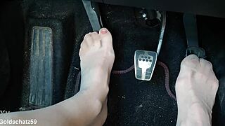 Ever wonder how a mature german milf's nylon toes pump cock in birkenstocks close-up from the car?