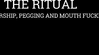 Heart pounding ritual of goddess foot worship, pegging slave and savage mouth fucking