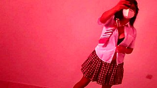 stepmom fulfills my student skirt fetish, shakes hot ass and moans wildly fantasizing fuck