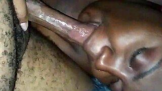 Ebony babe keeps sucking boss's big black monster cock pov