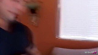 Big titted freckled secretary seduced into rough pounding swallows client load