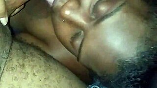 Ebony babe keeps sucking boss's big black monster cock pov