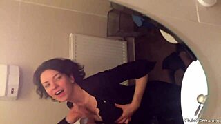 Short Haired Wife Sucks Cock in Bathroom