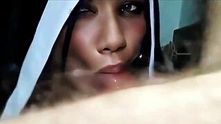 innocent halloween nun gets creampie blowjob from big cock homemade