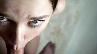 Stepbrother gets quick blowjob while girlfriend showers nearby
