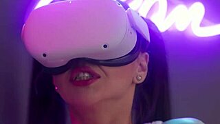 brunette babe seduces in lesbian vr pussy licking reality