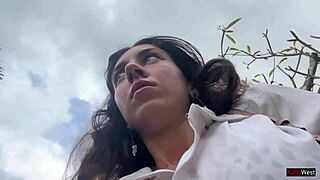 skinny teen eats cum pizza at public cafe pov facial