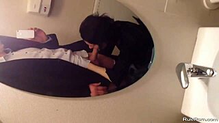 Short Haired Wife Sucks Cock in Bathroom
