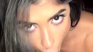 Petite latina deepthroats cock gags cum mouth casting