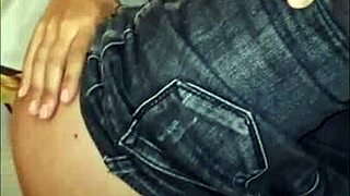 hermanastro pulls jeans off tight virgin pussy and fucks