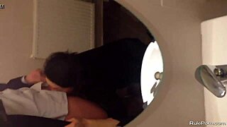 Short Haired Wife Sucks Cock in Bathroom