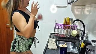 that hot latina maid's big pussy lips and clit tempt me to dominate her fitness milf body!