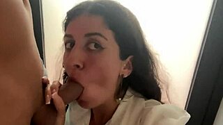 skinny teen eats cum pizza at public cafe pov facial