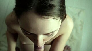 Stepbrother gets quick blowjob while girlfriend showers nearby