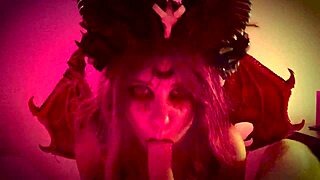 Homemade Halloween Demon Girl Lingerie Fuck Bent Over Doggystyle Cumshot!