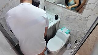 Stepson, you caught your big ass stepmom in bathroom... now what?