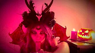 Homemade Halloween Demon Girl Lingerie Fuck Bent Over Doggystyle Cumshot!