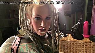 horny goth tattoo girl plugs ass with toys 😈 dildo playtime! 🔥