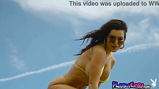 CJ Sparxx strips naked baring big latina tits beachside
