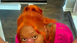 big ass ebony slurps bbc on stairs 💦👅 sloppy spit