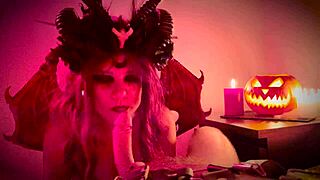 Homemade Halloween Demon Girl Lingerie Fuck Bent Over Doggystyle Cumshot!