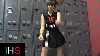 Black stud with monster cock pounds brunette pussy in gym