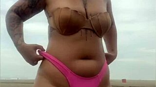 asking him to pull cock from shorts checks if it's really hard at beach
