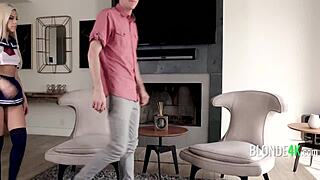 teenie blonde uniform slut hunts dilf but bangs his stepson hard instead