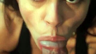 Fé Welter deepthroats director's cumshot facial in erotic BTS podcast