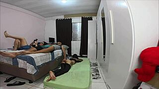 had to share room with hubby and his hot latina friend... things got rough fast.
