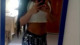 argie tgirl shemale films mirror selfies while wanking and cumming