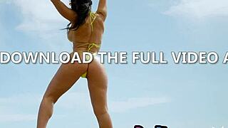 Fake big tits milf latina model cj sparxx hot posing in sexy bikini outdoor