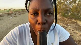 Ever get pulled over for a sloppy ebony car fuck cumshot?