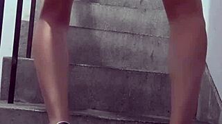 ting xuan shemale vibes her ass dildo deep in outdoor stairwell miniskirt
