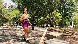 horny colombian babe screams as stranger creampies her outdoors
