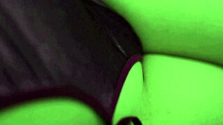 damn, that white satin dress clings while she rubs her huge tits and ass