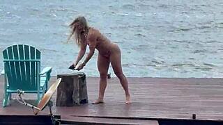 micro bikini barely covers her curves