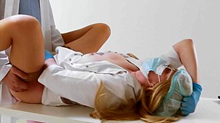 naughty nurse pleases doctor at desk