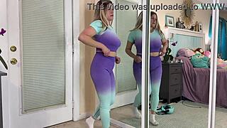 Sexy milf gym workout clothes try on haul sfw tabithaxxx